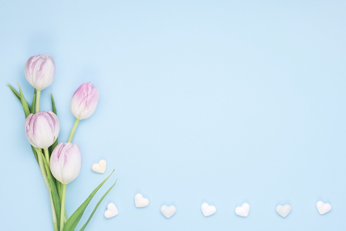 Plaque funéraire - tulipes fleurs avec petits cœurs