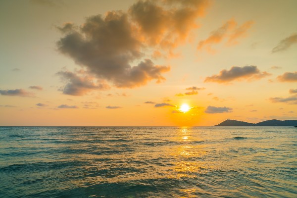 Plaque funéraire - coucher de soleil sur la mer